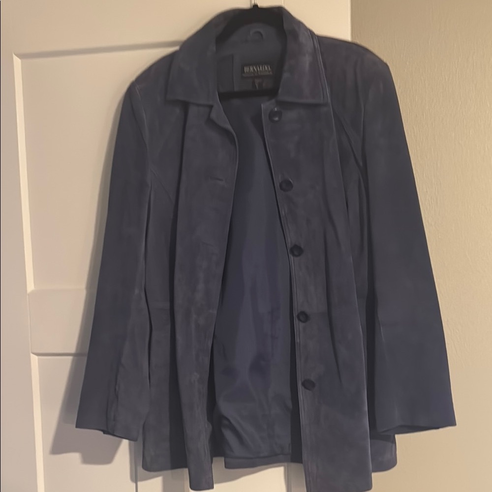 Bernardo Blue Leather Jacket Classic Style - Picture 2 of 4